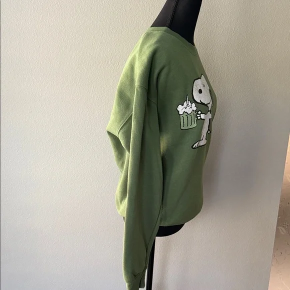 Peanuts Green Sweatshirt with Snoopy and Woodstock - Picture 6 of 7